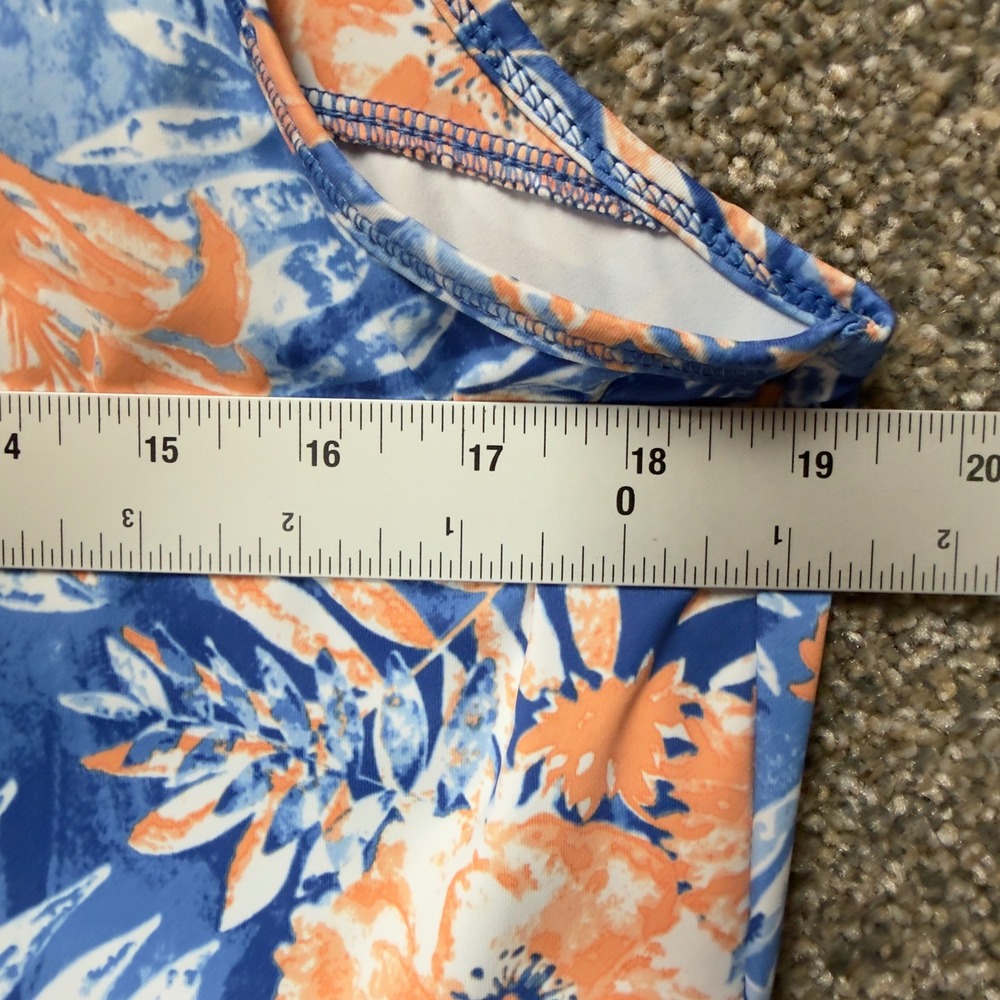 Columbia PFG Freezer III Dress Womens XL Blue Orange Tropical Floral Sleeveless - Picture 7 of 8